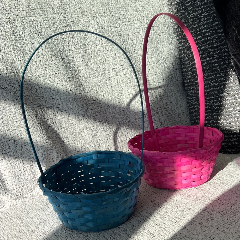 two woven easter baskets